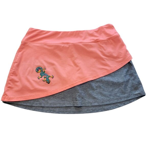 BCG Tru-Wick Skort Golf Tennis Active Lizard Graphic Casual Gray /‎ Peach Large - Picture 1 of 9